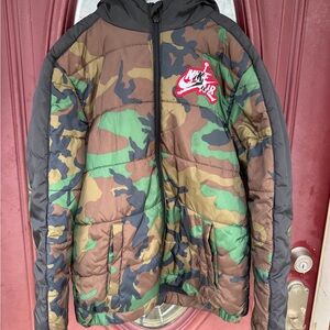 Jordan Camo Puffer Jacket in Green, Brown, Black